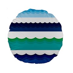 Water Border Water Waves Ocean Sea Standard 15  Premium Round Cushions by Amaryn4rt