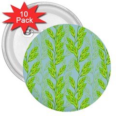 Background Leaves Branch Seamless 3  Buttons (10 Pack)  by Ravend