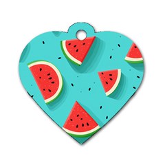 Watermelon Fruit Slice Dog Tag Heart (one Side) by Ravend