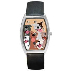Dogs Pet Background Pack Terrier Barrel Style Metal Watch by Ravend