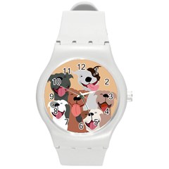 Dogs Pet Background Pack Terrier Round Plastic Sport Watch (m) by Ravend