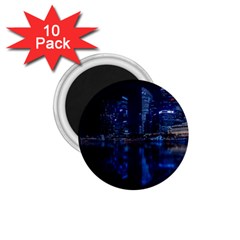 Illuminated Cityscape Against Blue Sky At Night 1 75  Magnets (10 Pack)  by Modalart