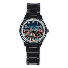 Aerial Shot Of Buildings Stainless Steel Round Watch by Modalart