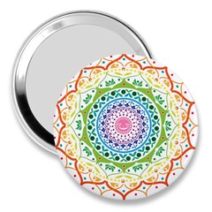 Mandala Pattern Rainbow Pride 3  Handbag Mirrors