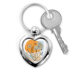 Doodle Flower Floral Abstract Key Chain (heart)