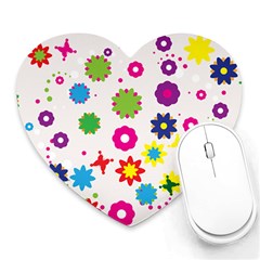 Floral Colorful Background Heart Mousepad