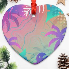 Palm Trees Leaves Plants Tropical Heart Ornament (two Sides) by Grandong