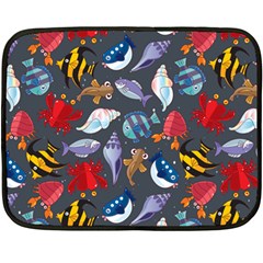 Sea Animals Pattern Wallpaper Fish Fleece Blanket (mini) by Grandong