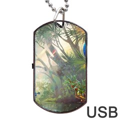 Peafowl Peacock Bird Birds Painting Art Wildlife Dog Tag Usb Flash (one Side) by Sarkoni