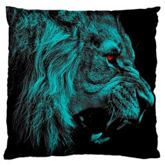 Angry Male Lion Predator Carnivore Standard Premium Plush Fleece Cushion Case (one Side) by Ndabl3x