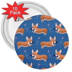 Corgi Patterns 3  Buttons (10 Pack)  by Ndabl3x