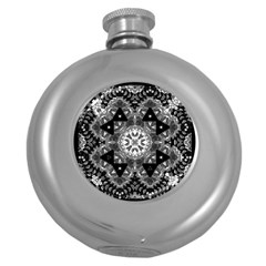 Mandala Calming Coloring Page Round Hip Flask (5 Oz) by Sarkoni