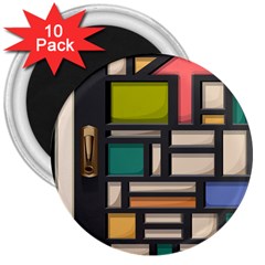 Door Stained Glass Stained Glass 3  Magnets (10 Pack) 