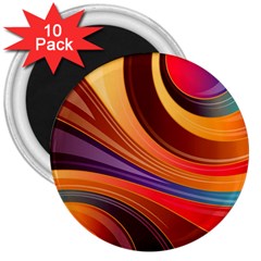 Abstract Colorful Background Wavy 3  Magnets (10 Pack) 