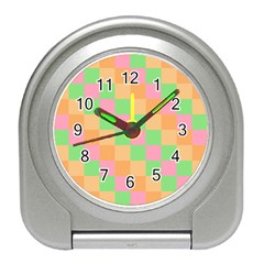 Checkerboard Pastel Squares Travel Alarm Clock by Grandong