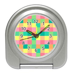 Checkerboard Pastel Square Travel Alarm Clock by Grandong