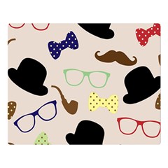 Moustache Hat Bowler Bowler Hat Two Sides Premium Plush Fleece Blanket (large) by Apen