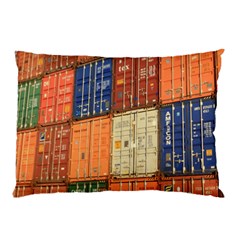 Blue White Orange And Brown Container Van Pillow Case by Amaryn4rt