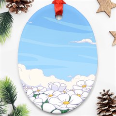 White Petaled Flowers Illustration Adventure Time Cartoon Ornament (oval) by Sarkoni