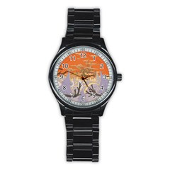 Adventure Time Cartoon Landscape Trees Stainless Steel Round Watch by Sarkoni