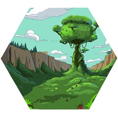 Adventure Time Cartoon Green Color Nature  Sky Wooden Puzzle Hexagon by Sarkoni