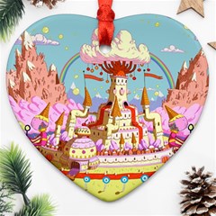 Adventure Time Multi Colored Celebration Nature Heart Ornament (two Sides)