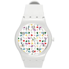 Snail Butterfly Pattern Seamless Round Plastic Sport Watch (m) by Bedest