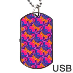 Purple Blue Abstract Pattern Dog Tag Usb Flash (two Sides) by Bedest