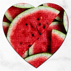 Watermelon Fruit Green Red Jigsaw Puzzle (heart) by Bedest