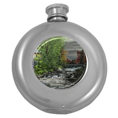 Landscape Summer Fall Colors Mill Round Hip Flask (5 Oz) by Amaryn4rt