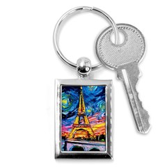 Eiffel Tower Starry Night Print Van Gogh Key Chain (rectangle) by Modalart