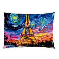 Eiffel Tower Starry Night Print Van Gogh Pillow Case by Modalart