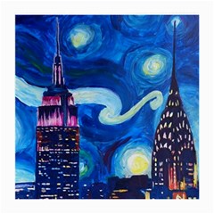 Starry Night In New York Van Gogh Manhattan Chrysler Building And Empire State Building Medium Glasses Cloth by Modalart