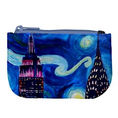 Starry Night In New York Van Gogh Manhattan Chrysler Building And Empire State Building Large Coin Purse by Modalart