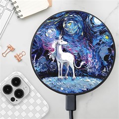 Unicorn Starry Night Print Van Gogh Wireless Fast Charger(black) by Modalart