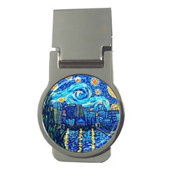 Starry Night Van Gogh Painting Art City Scape Money Clips (round)  by Modalart