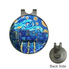 Starry Night Van Gogh Painting Art City Scape Hat Clips With Golf Markers by Modalart