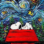 Dog House Vincent Van Gogh s Starry Night Parody Play Mat (Square) Front