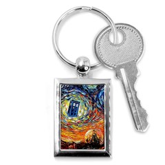 Tardis Starry Night Doctor Who Van Gogh Parody Key Chain (rectangle) by Modalart