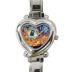 Tardis Starry Night Doctor Who Van Gogh Parody Heart Italian Charm Watch by Modalart