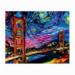 Golden Gate Bridge Starry Night Vincent Van Gogh Small Glasses Cloth by Modalart