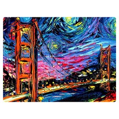 Golden Gate Bridge Starry Night Vincent Van Gogh Two Sides Premium Plush Fleece Blanket (extra Small) by Modalart