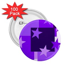 Purple Stars Pattern Shape 2 25  Buttons (100 Pack) 