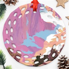 Pink Mountains Grand Canyon Psychedelic Mountain Ornament (round Filigree) by Modalart