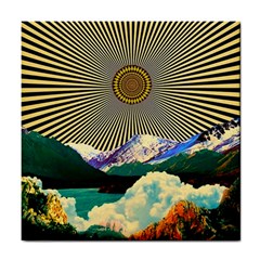 Surreal Art Psychadelic Mountain Tile Coaster by Modalart