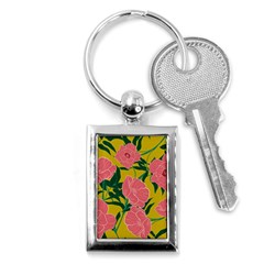 Pink Flower Seamless Pattern Key Chain (rectangle) by Bedest