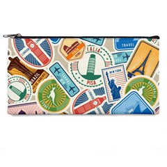 Travel Pattern Immigration Stamps Stickers With Historical Cultural Objects Travelling Visa Immigran Pencil Case by Bedest