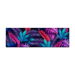 Background With Violet Blue Tropical Leaves Sticker (bumper)