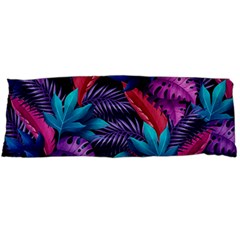 Background With Violet Blue Tropical Leaves Body Pillow Case (dakimakura)