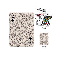 White And Brown Floral Wallpaper Flowers Background Pattern Playing Cards 54 Designs (mini)